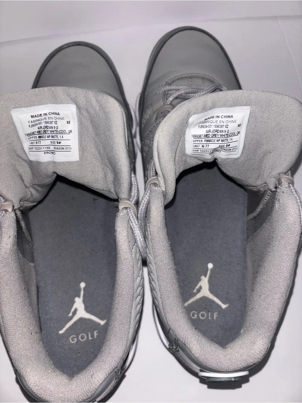 Nike Air Jordan 9 G Cool Grey White Mens Golf Shoes FJ5934-001 Size 9